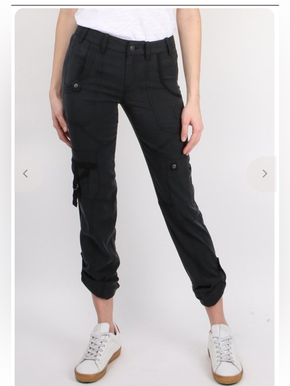 GO SILK ARMY PANTS in Washed Black Sz 4
